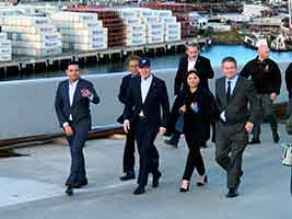 Former Vice President Joe Biden visits the Gerald Desmond bridge project, executed by FCC Construcción