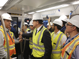 The President of Panama makes the first train journey of the Metro Line 2 project