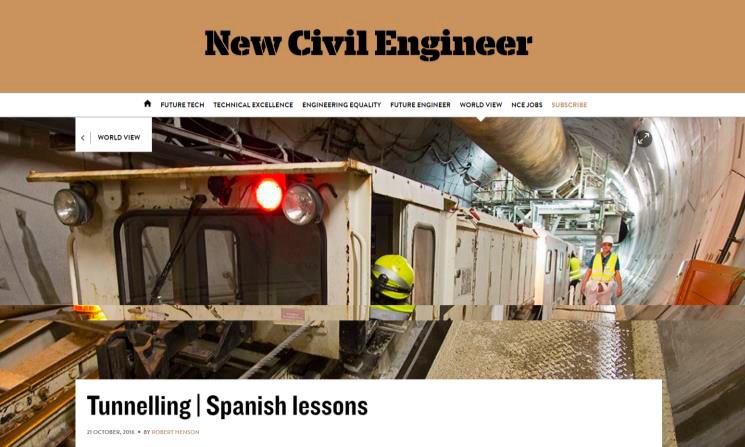 La revista New Civil Engineer publica un nuevo reportaje sobre el túnel de Bolaños, construido por FCC en Galicia