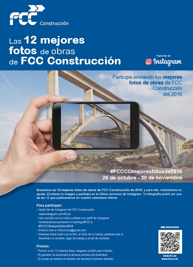 FCC Construcción presenta su último certamen del año de Instagram: “Las 12 mejores fotos de obras de FCC CO”