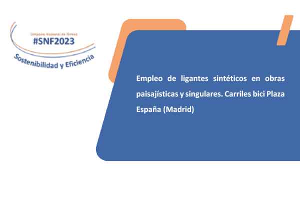 Áridos de Melo and Repsol present a study on the “use of synthetic binders in landscape and singular works. Bike lanes Plaza España (Madrid)" within the National Pavement Symposium 2023