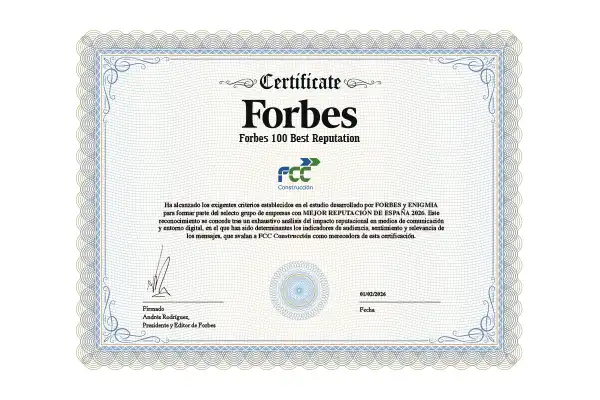 FCC Construcción recognised among Forbes 100 Best Reputation